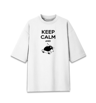 Женская Хлопковая футболка оверсайз Keep calm and zzz funny