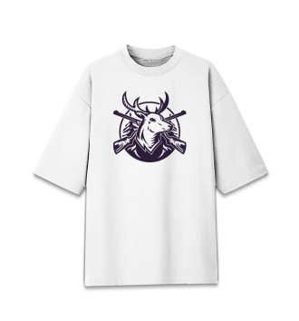 Хлопковая футболка оверсайз Голова оленя с ружьями
