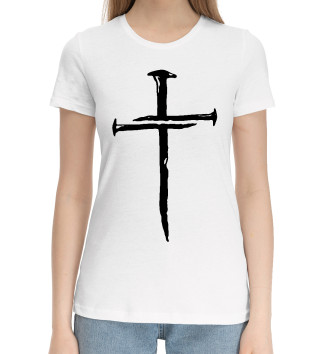 Женская Хлопковая футболка Крест из гвоздей