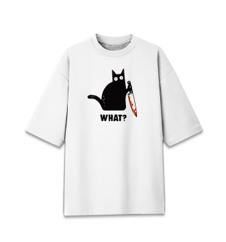 Хлопковая футболка оверсайз Кот с ножом