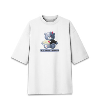 Мужская Хлопковая футболка оверсайз Мишка-демон