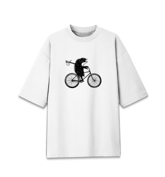 Хлопковая футболка оверсайз Ежик на велосипеде