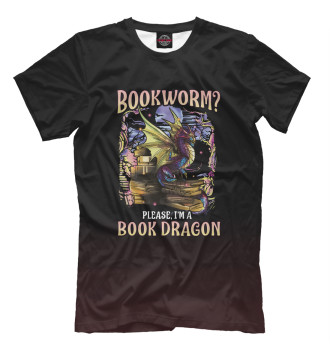 Мужская Футболка Bookworm Please Dragon