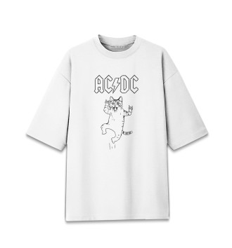 Женская Хлопковая футболка оверсайз AC/DC/котик