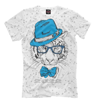 Футболка Белый тигр в синей шляпе