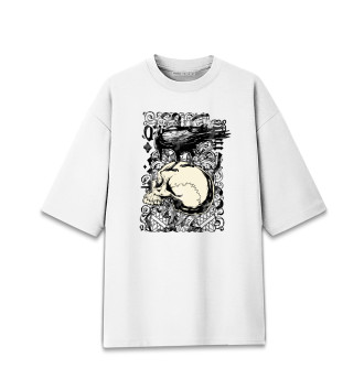 Женская Хлопковая футболка оверсайз Raven & Skull