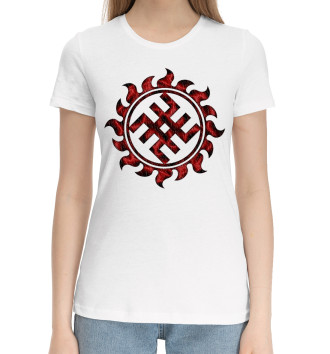 Женская Хлопковая футболка Символ оберег Сварог