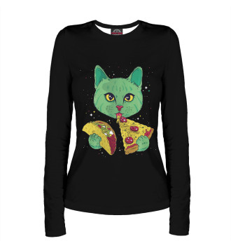 Лонгслив Cat Eating Pizza and Taco