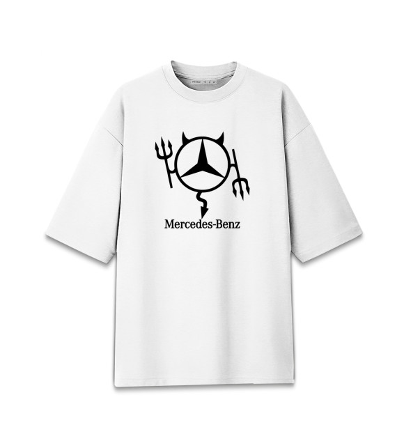 Женская Хлопковая футболка оверсайз Mercedes-Benz (Чёртик)
