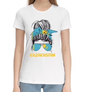 Женская Хлопковая футболка Kazakhstan Girl