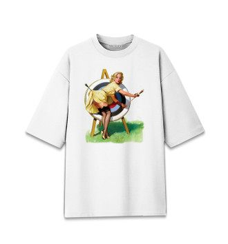 Женская Хлопковая футболка оверсайз Пинап стрелочница