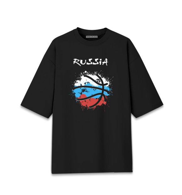 Женская Хлопковая футболка оверсайз Россия - Баскетбол