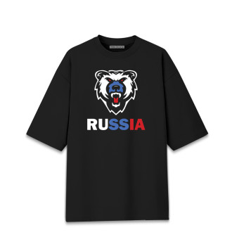 Женская Хлопковая футболка оверсайз Русский медведь
