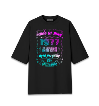 Женская Хлопковая футболка оверсайз Made In May 1977 Vintage Neon