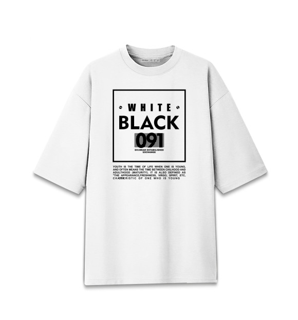 Женская Хлопковая футболка оверсайз Black and white 091