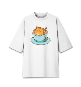 Хлопковая футболка оверсайз Cup of cat