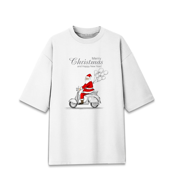 Женская Хлопковая футболка оверсайз Merry Christmas