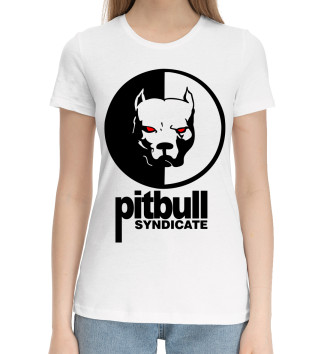 Женская Хлопковая футболка Питбуль