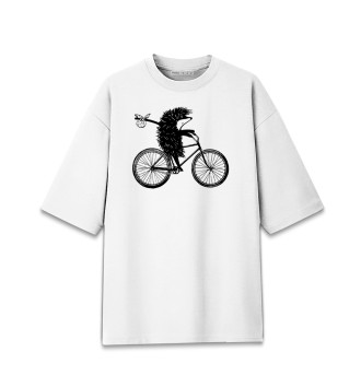 Женская Хлопковая футболка оверсайз Ежик на велосипеде