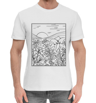 Хлопковая футболка Пейзаж в стиле Line Art