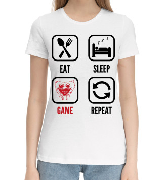 Женская Хлопковая футболка Poppy Playtime Eat Sleep
