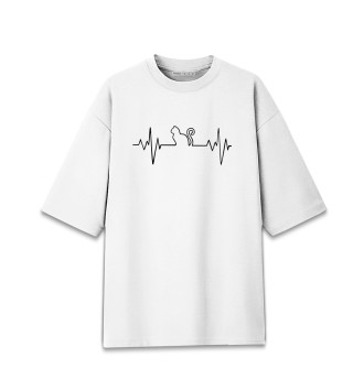 Хлопковая футболка оверсайз Сердце котик