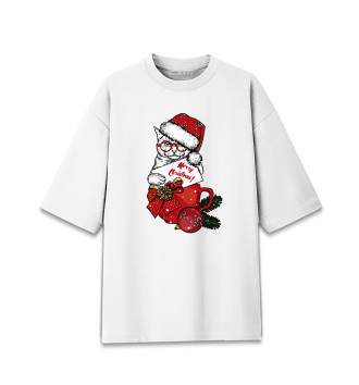 Мужская Хлопковая футболка оверсайз Merry christmas