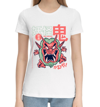 Женская Хлопковая футболка Oni Demon Yokai