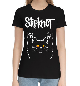 Женская Хлопковая футболка Slipknot Rock Cat