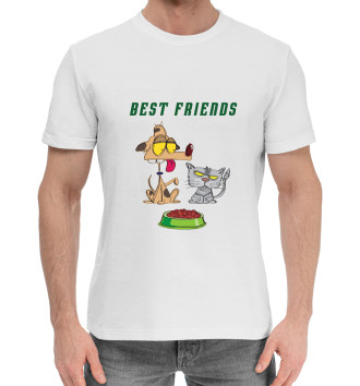 Мужская Хлопковая футболка Best friends