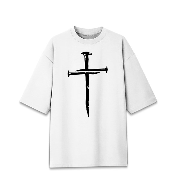 Женская Хлопковая футболка оверсайз Крест из гвоздей