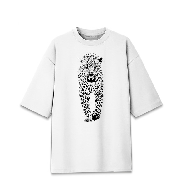 Мужская Хлопковая футболка оверсайз Дерзкий леопард