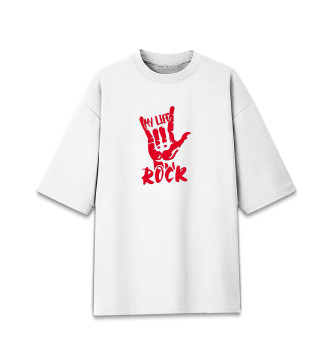 Мужская Хлопковая футболка оверсайз My Life Is Rock