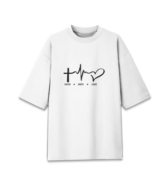 Мужская Хлопковая футболка оверсайз Вера, Надежда, Любовь