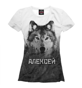 Женская Футболка Волк над лесом - Алексей