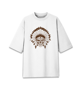 Мужская Хлопковая футболка оверсайз Indian Skull 2
