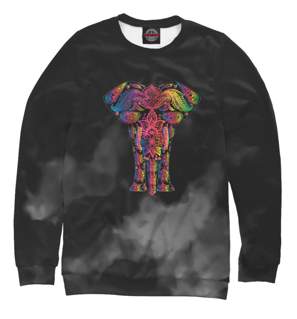 Мужской Свитшот Mehndi elephant colorful