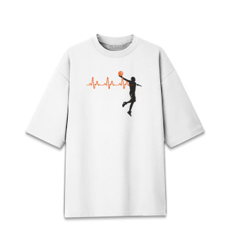 Мужская Хлопковая футболка оверсайз Баскетбольный пульс