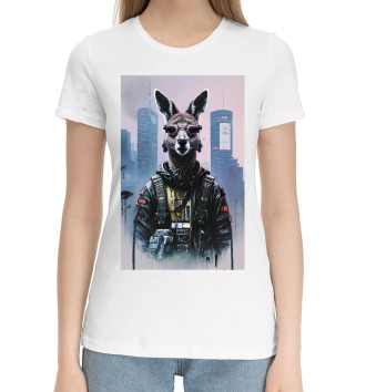Женская Хлопковая футболка Cool kangaroo - neural network