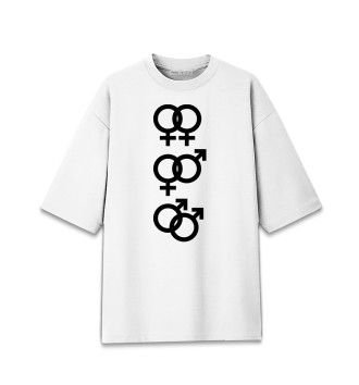 Мужская Хлопковая футболка оверсайз Знаки Марса и Венеры