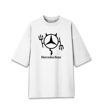 Мужская Хлопковая футболка оверсайз Mercedes-Benz (Чёртик)