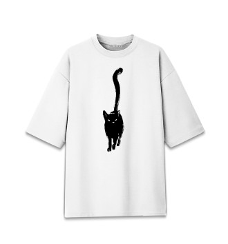 Хлопковая футболка оверсайз Всё тот же чёрный кот