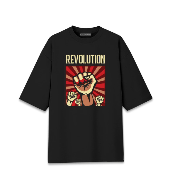 Мужская Хлопковая футболка оверсайз Революция