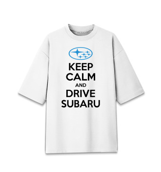 Женская Хлопковая футболка оверсайз Будь спок и води Subaru