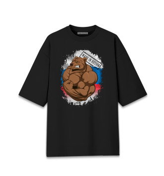 Женская Хлопковая футболка оверсайз Медведь