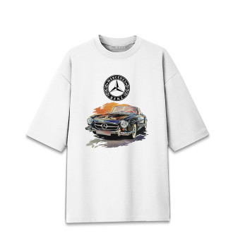 Женская Хлопковая футболка оверсайз Mercedes retro