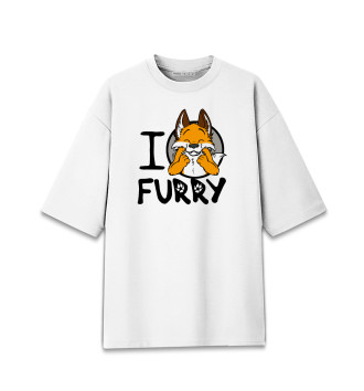 Женская Хлопковая футболка оверсайз I love furryм