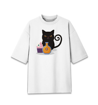 Женская Хлопковая футболка оверсайз Cat
