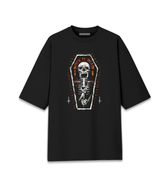 Хлопковая футболка оверсайз Rock is dead (skeleton)