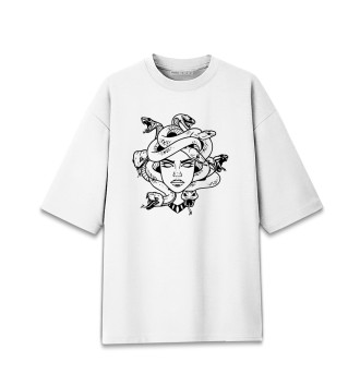 Мужская Хлопковая футболка оверсайз Medusa tattoo print